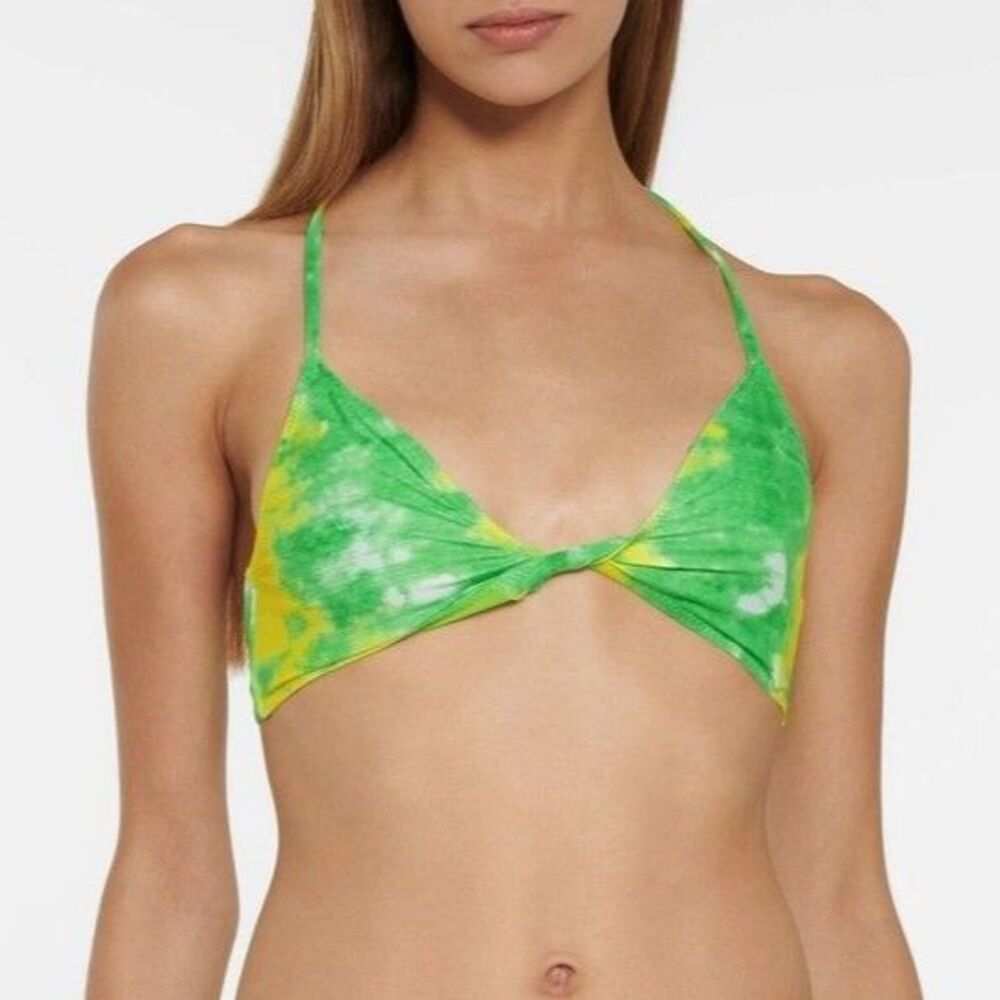 Ganni Bikini Top Kelly Green Tie-dye Recycled Polyamide Halter Size 32/0